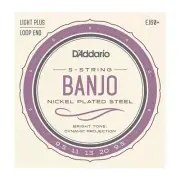 D'Addario EJ60+ 5-String Nickel Plated Steel Banjo strings Loop End 9.5-20 gauge