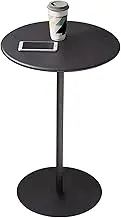 Modern Coffee Tray End Table, Dining Table for Home Cocktail Bistro, Counter Height Table Pub Table Round Black Metal Top with 19.7"/ 28.3" Leg and Base - Easy Assembly(40x62cm)