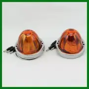 Classic Watermelon Glass Flush Mount Light Amber LED Lens Light -Set of 2