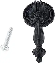 4 Pcs Knob Handles Zinc Alloy Hanging Design 65mm Classic Retro Black for Drawer Wardrobe Cupboard