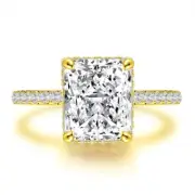 3 Ct Emerald Cut VVS1 Lab Created Diamond Engagement 14K Yellow Gold Finish Ring
