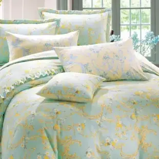 【寢室物語】蒙麗莎綠色美國棉七件式床罩組