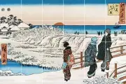 Tile Mural Sunrise by Utagava, Japanese - Kitchen Wall Backsplash Marble Ceramic