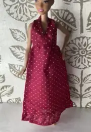 Doll Clothes Red Halter Dress Fits Barbie Dolls