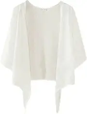 [Bnigung] Women's Summer Cardigan Soft Casual Lightweight 3/4 Sleeve Sheer Tie Front Bolero Shrug