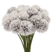 Artificial Flower Heads, Silk Chrysanthemum Hydrangea Grey Faux Flowers 20Pcs