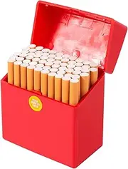 [ANZHUO] Cigarette Box 50 Thick Cigarettes Large Capacity Cigarette Box Bulk Cigarette Storage Container Cigarette Storage Container (Red)