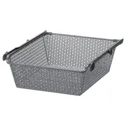 KOMPLEMENT metal basket with pull-out rail, dark grey, 50x58 cm