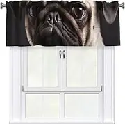 LHBWCVN Pug Valances for Windows, Rod Pocket Window Treatment Drapes Farmhouse Kitchen Curtains Short Blackout Window Curtains for Living Room Bedroom Decor 54x18 Inch