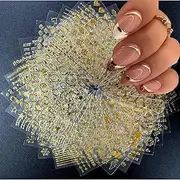 30Sheets Gold Nail Art Stickers, Proxima Direct 3D Self-Adhesive Nail Decals Gold Line Star Nail Sticker for Acrylic Nails Gold Leaf Diamond Nail Supplies Temporary Tattoos Stickers with Flower Fairy