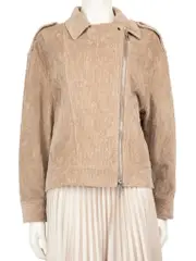 Beige Corduroy Biker Jacket