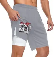 [ZZXXB] Lovely Bulldog with Glasses Athletic Shorts for Men with Pockets 2 in 1 Quick Dry Running Shorts S-3XL