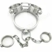 Stainless Steel Hand Collar Wrist Ankle Cuffs Restraint Heavy Duty Shackle New
