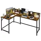 L-Shaped Computer Desk Study Writing Workstation w/ Bookshelf Hutch Corner Desk