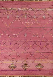 Pink Rug 8x11 Plush Moroccan Wool Area Rug Handmade Kid's Room Carpet
