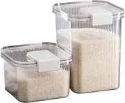 The Good Home™ 5 Piece Container Set, Large Airtight Food Storage Container Set of Two, 10KG and 5KG Storage Container Comes with Scoop And 3 Containers For Kitchen and Pantry Organiser