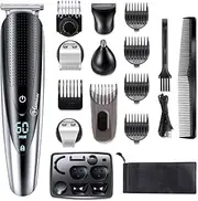 Hattteker Mens Hair Clipper Beard Trimmer Grooming kit Hair trimmer Mustache trimmer Body groomer Trimmer for Nose Ear Facial Hair Cordless Waterproof 5 In 1