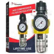 LE LEMATEC Air Compressor Filter and Air Regulator 1/2" Combo. 160 PSI Heavy ...