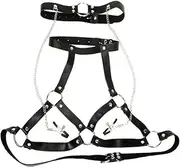 O Ring Gag Open with Nipple Clamps Mouth Gag Chest Harness Collar Cupless Bra Lingerie BDSM Bondage Kit Slave Sex Game for Couples