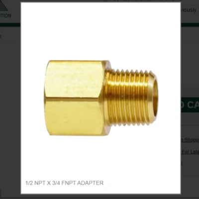 1/2 NPT X 3/4 FNPT ADAPTER # 28208