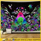 Alien Spaceship Tapestry Wall Hanging Rugs Bedspread Beach Mat Decor (145x130cm)