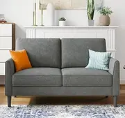 [LINSY] Loveseat Sofa Couch - Comfy 58" Small Loveseat for Small Spaces Modern Couches with Thick Cushion, Ergonomic Design Soft Sofa for Living Room Bedroom Apartment (Dark Grey)