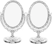 SWOOMEY Elegant Vintage Dual Sided Swivel Vanity Mirror European Style Compact Portable Makeup Mirror for Desk Dressing Table
