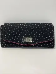 Handmade Women's Fabric Wallet, Black with Silver Shiney Dots
