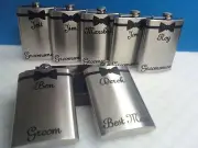 6 Wedding Bachelor Party Personalized Stainless Steel Liquor Flasks 6 or 8 oz.