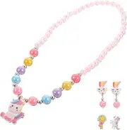 GLSTOY Kids Jewelry Set Unicorn Necklace Bracelet Little Girls Pearl Jewelry Kit