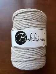 Bobbiny 5mm Macrame Cord Single Strand 100m- Pearl