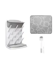Ubbi Vertical Bottle Drying Rack, Botte Brush & Microfiber Drying Mat Bundle