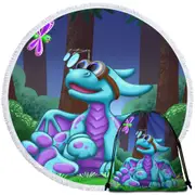 Tinker the Smartest Dragon Round Beach Towel