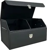 Car Organizers for Trunk for Suv Sedan, Car Trunk Organizer, Leather Storage Box, Extra Large Boot Organiser, Button Lid,Collapsible Adjustable Multi Compartment Auto Boot Tidy (Black-Medium)