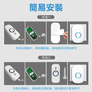 【Nil】一拖二遠距離無線門鈴 家用防水叮咚電鈴 老人遠程遙控呼叫器 呼叫鈴(母親節禮物)