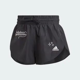 【adidas 愛迪達】短褲 女款 運動褲 BRAND LOVE 黑 IA3159