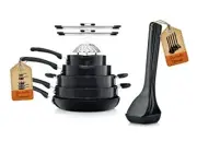 NutriChef Kitchenware Cookware Pots and Pans 17-Piece Set (Black)