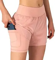 [Gopune] Women's 2 in 1 Running Shorts Workout Athletic Gym Yoga Shorts Liner