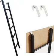 Bunk Bed Ladder Metal Bunk Bed Ladder with Hook, Heavy Duty Hook-on Loft Ladder for Travel Trailer/Dorm/School, Black Adjustable Sturdy 5 Step Ladder