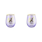 2x 50th Fluted Stemless Handmade Drinking Glassware/Home Decoration 600ml/13cm
