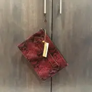 Aimee Kestenberg Melville Zippered Pouch in Ruby snakeskin