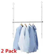 Double Closet Hanging Rod Width & Height Adjustable Closet Extender Hanging Rod