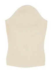 Khaite Jericho Strapless Ribbed-knit top - Ivory - M M