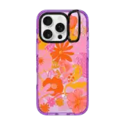iPhone 16 Pro Impact Ring Stand Case MagSafe Compatible Groovy Floral