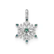 14k White Gold Blue & White Diamond Snowflake Pendant