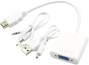 LABRIMP to Vga Adapter with Audio Full Video Converter USB Powered for Computer Laptop Tablet Supports Multiple Resolutions White