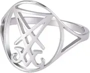 [EUEAVAN] Gothic Leviathan Satanic Cross Ring Demon Satan Sulphur Occult Lucifer Religious Jewellery Witchcraft Amulet Women Men
