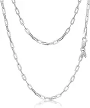 [Amberta] Women's 925 Sterling Silver Paperclip Chain