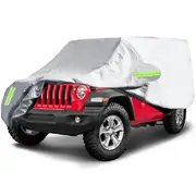 For Jeep Wrangler 2/4 Door JK JL YJ 1987-2019 Black/Silver Car Cover Waterproof Windproof Dustproof Anti-UV Car Cover Automotive Exterior Accessori...