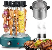 1200W Rotating Vertical Rotisserie Grill, 360° Electric Rotisserie Smokeless Grill with 12 Fork,Oil Pan,2 Gear Tempe/Timing Adjustment,Easy to Clean,Stainless Steel Kabob Grill for Kebabs, Skewers